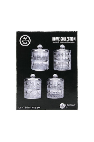 Home Collectıon Sdg1009b Chester Cam Kapaklı Şekerlik Ve Lokumluk 2 Katlı - 12'li Paket Diğer
