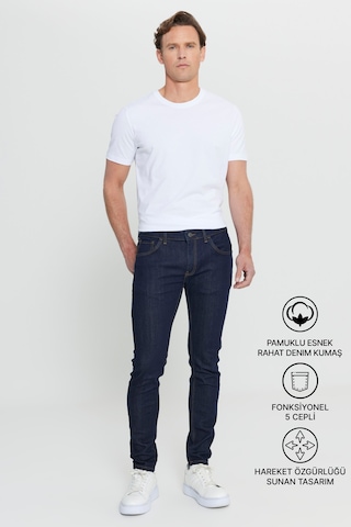 AC&Co / Altınyıldız Classics Ekstra Slim Fit Dar Kesim Pamuklu Riss Erkek Jean Kot Pantolon Koyu Lacivert