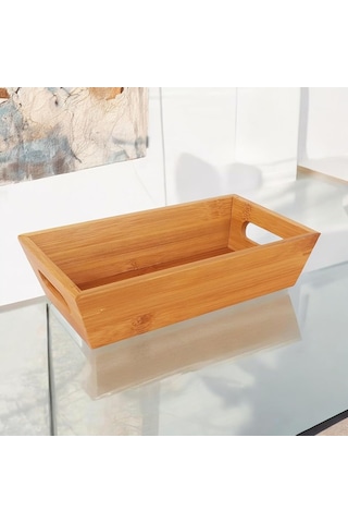 Bambu Ekmek Sepeti 23x13x7cm, Evonox Bambu Ekmeklik, Bambu Ekmek Sunumluk Çok Renkli