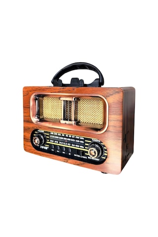 River World Radyo Retro Nostaljik Şarjlı Ahşap Bluetooth Hoparlörlü