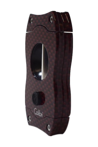 Colibri V-Cut Karbon Desenli Kırmızı Puro Kesici