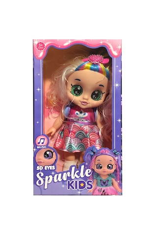 Sparkle Kids Bebek - Müzikli Renkli Saçlı Ve Elbiseli 30 Cm Bebe