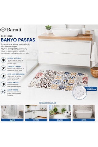 Barotti Dmr-10028 Kaydırmaz Banyo Ve Küvet Paspas 70 X 34 Cm Desenli Sihirli Su Emici Dikdörtgen Diğer
