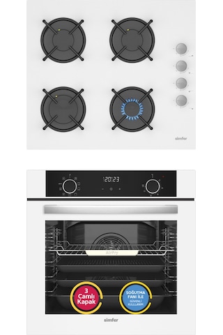 Simfer 10 Fonksiyon Airfry Beyaz 2'li Ankastre Set (8216 Fırın + 3507 Ocak)
