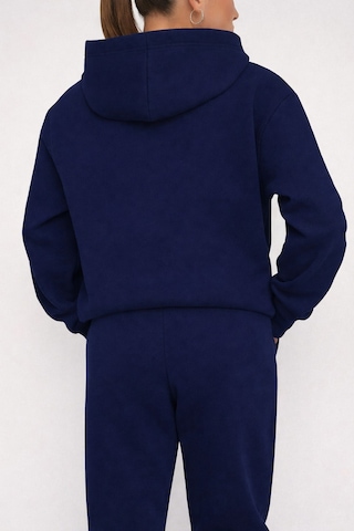 Heart Rhytym Love Baskılı Kapüşonlu Sweatshirt Ve Eşofman Altı Eşofman Takımı Lacivert