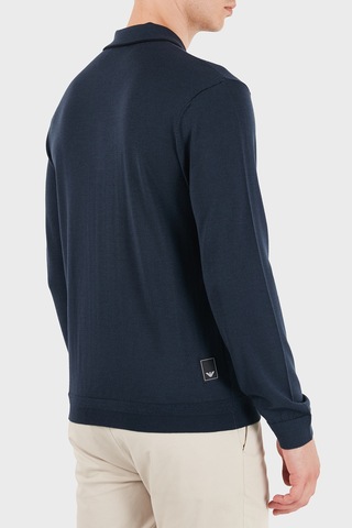 Emporio Armani Logolu % 100 Yün Yarım Femuarlı Polo Erkek Polo Em006224 Af27805 Ub106 Gece Mavi
