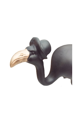 Polyester Siyah Flamingo Biblo Obje 24cm