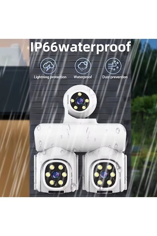 9mp Fhd Üç Lensli Wifi Ptz Kamera Full Hd, İcam365 App, Gece Görüş, Ip66 Su Geçirmez