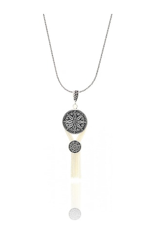 Yuvarlak Model Gümüş Mardin Hasırı Kadın Kolye (512560140)
