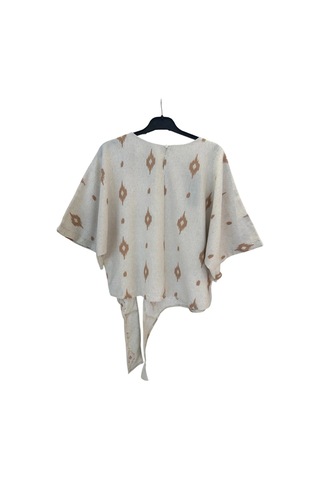 1051 Kısa Kol Önü Bağlamalı Keten Takım Kahve