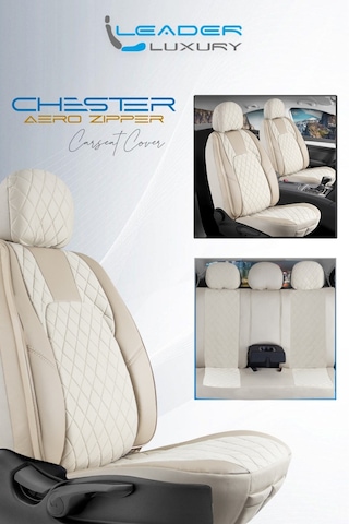 Volkswagen Cc Lüx Yarı Deri Oto Koltuk Kılıfı Ön Arka Takım Chester Bej