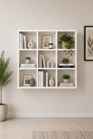 Nest 9'lu Küp Kitaplık Y:88 G:88 D:20 / Beyaz