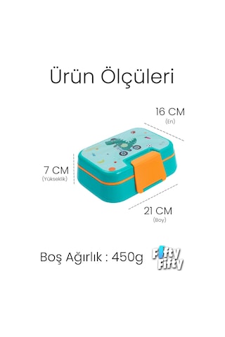 Vagonlife 1030 Ml Tek Kat 4 Bölme Çocuk Beslenme Kutusu Çatal / Kaşık -ffb1262 Mavi