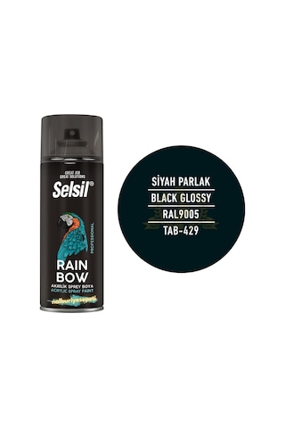 Selsil Rainbow Akrilik Sprey Boya Parlak Siyah 400 Ml - Ral9005