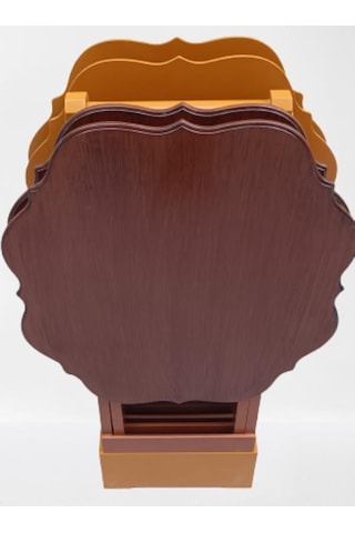 1448bng90085çanta Zigon Sehpa Yonca Dörtlü Model Ahşap Mdf Ceviz Ve Hardal Renk Uyum El Yapım