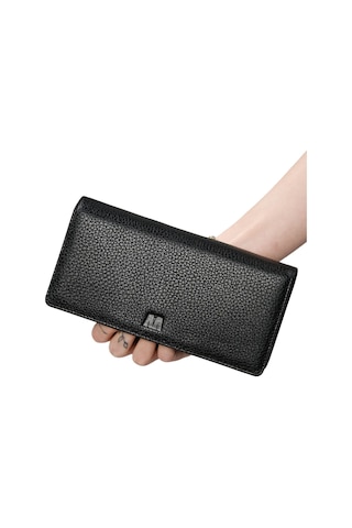 Mft Leather Hakiki Deri Unisex Telefon Bölmeli Cüzdan Golden 3367 Flother Siyah