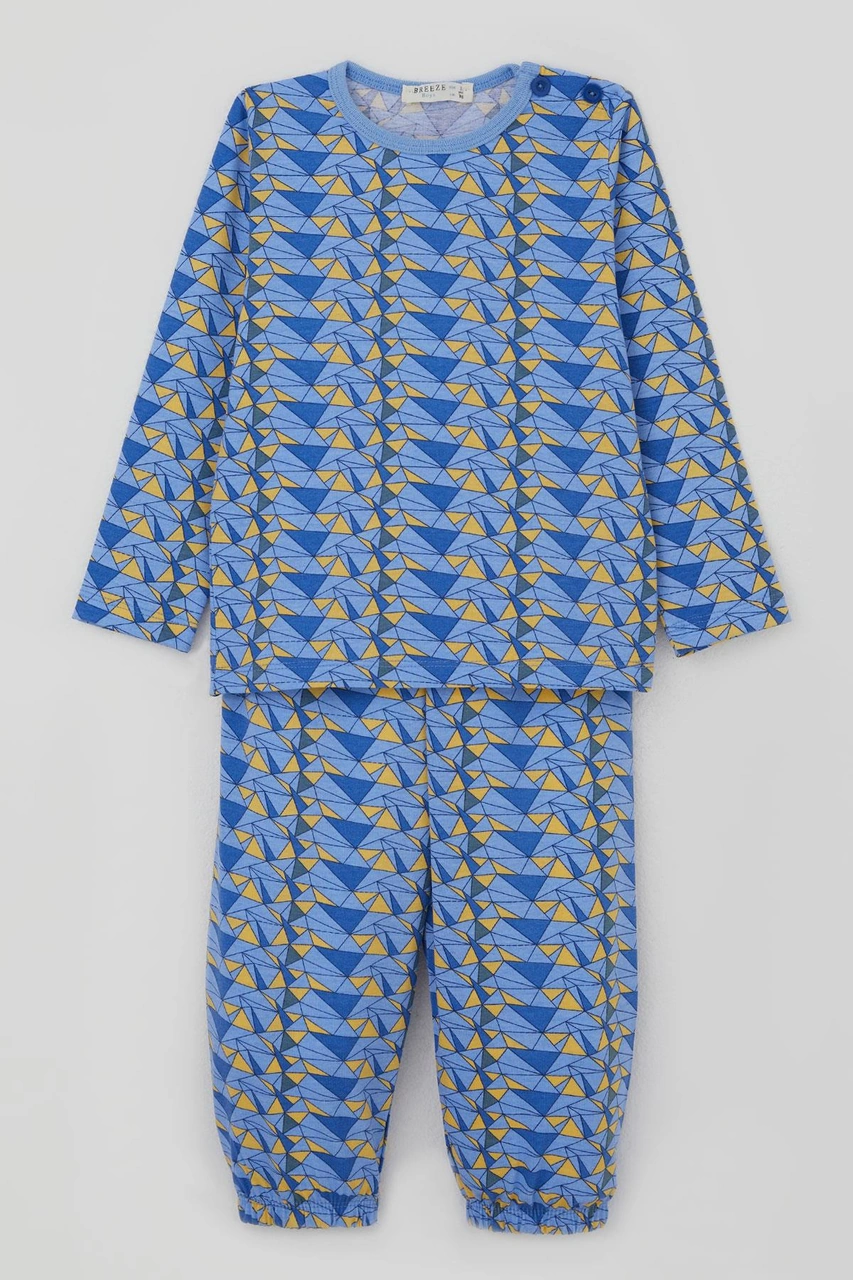 Breeze Erkek Bebek Pijama Takımı Renk Üçgeni 9 Ay-3 Yaş, Açık Mavi Açık Mavi