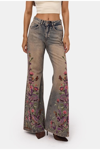 it's basic Kadın T.kot Rengi 4w6-85 Flare Fit Nakış Tasarım Denim Jean Kırmızı