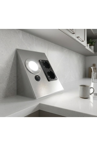 Cata Ct 5109 Krom Kasa 5w Çift Prizli Tezgah Aydınlatma Beyaz Işık 6400k