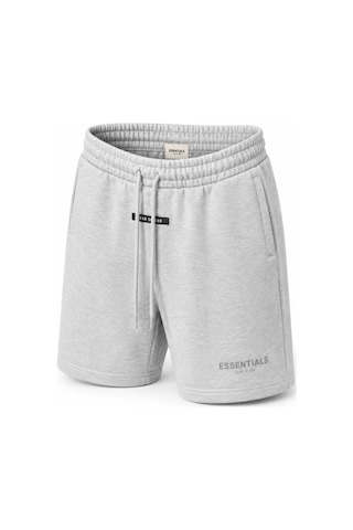 Hzr Wear Erkek Regular Fit Rahat Kesim %100 Pamuk Hafif Kalın Beli Bağcıklı Şort Gri