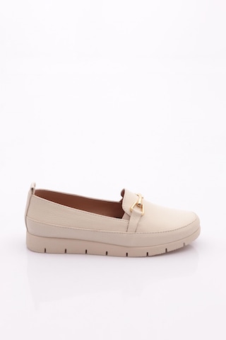 Dgn 2274-4 Kadin Aksesuarli Loafer Ayakkabi Bej Floater