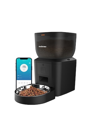 Qq023 Akıllı Kedi Mama Kabı, ,4lt Hazne,tuya App-wifi Uzaktan Kontrol, Metal Kase