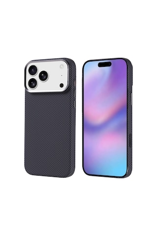 Zore Apple iPhone Uyumlu 17 Pro Max Kılıf M-safe Şarj Özellikli Karbon Fiber Görünümlü Omsy Nekst Kapak - Siyah
