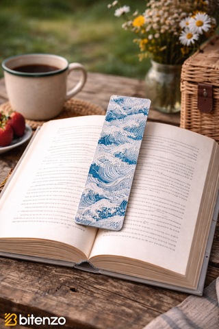 Mavi Dalga Desenli Kitap Ayracı