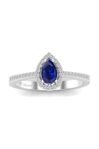 0,50 Karat Pırlantalı Damla Safir Yüzük