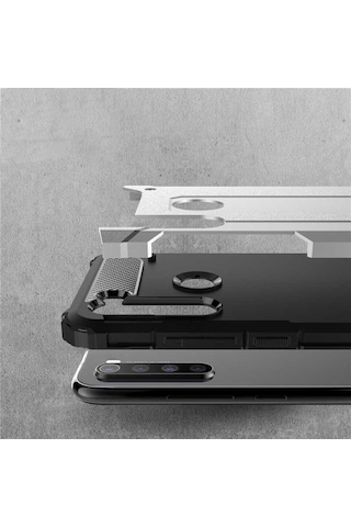 Noktaks - Redmi Note 8 Uyumlu - Kılıf Çift Katman Zırh Tank Crash Military Kapak - Mavi Mavi