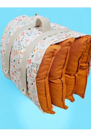 Bahar Cicekleri Turuncu Yastik Hediyeli Piknik Ve Masa Ortusu Seti Annelerimize Özel Çok Renkli