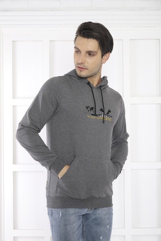 Escetic Spor Erkek G3 Melanj Cepli, Kapüşonlu Sweatshirt-4173
