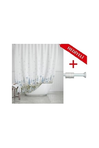 Tropik Home Kır Banyo Perdesi Askı 180x200cm Tek Kanat Duş Perdesi, Renkli Çiçekli Banyo Duş Perdesi Çok Renkli