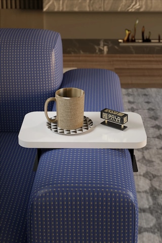 Yan Sehpa Ayarlanabilir Tepsi Dikdörtgen Dekoratif Beyaz 2 Adet