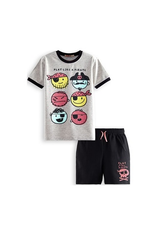 Denokids Pirate Erkek Çocuk T-shirt Şort Takım Renkli Çok Renkli