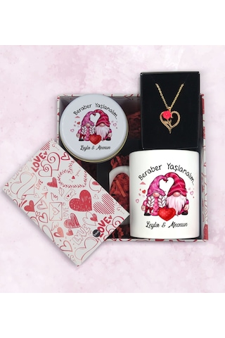 BK Gift Sevgiliye Özel Kutuda Hediye Seti, Kupa Bardak, Sevgili Hediyesi, Aşk Kolyesi, Kokulu Mum,Yıl Dönümü Hediyesi-3