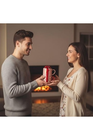 2'li İstiflenebilir Porselen Kupa Seti - Üst Üste Duran Kalp Ve Love Temalı Kule Bardak - 2 Farklı Modelden Biri Sürpriz/asorti - Sevgiliye Hediye Acı Kahve