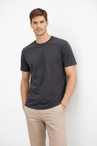 Barlashive Erkek Bisiklet Yaka Yazlık Kısa Kol Düz Tişört Regular Kalıp T-shirt - Füme Çok Renkli