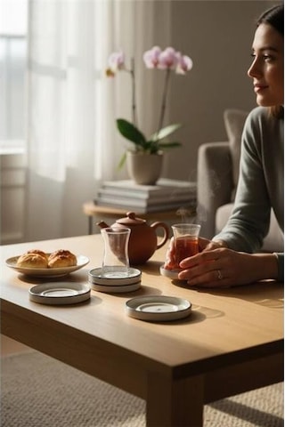 Akayev Porselen Birdy Çay Tabağı 6 Parça Beyaz