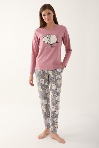 Arnetta White Sheep Pembe Kadın Uzun Kol Pijama Takım