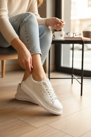 Enoch Kadın Platform Tabanlı Sneaker Nefes Alan Delikli Günlük Ayakkabı Beyaz