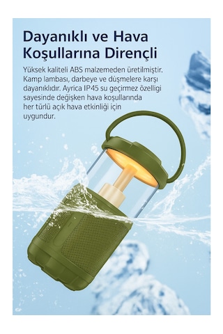 Kamp Lambası Ve Bluetooth Speaker Işıklı Kablosuz El Tutamaçlı Kampta Tatilde Tatilde Ofis Ve Ev