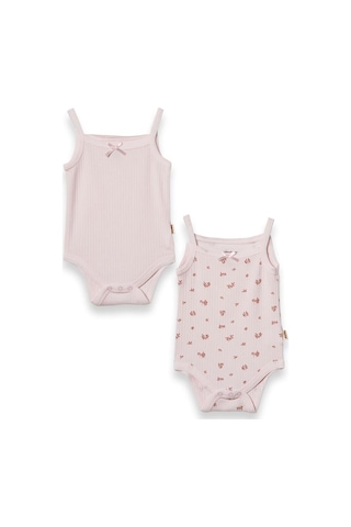 Babycosy Organic Wear Bebek 2li Askılı Zıbın Body %100 Organik Pamuk - Bebek Ve Yenidoğan Serisi -csym31121 Pembe