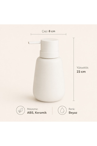 The Voguemaxima Sıvı Sabunluk Beyaz Abs Seramik 8x15 Cm