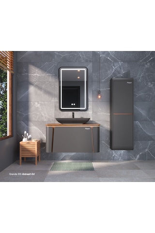 Shower Grande 100 Cm Antrasit Gri Banyo Dolabı Antrasit - Gri