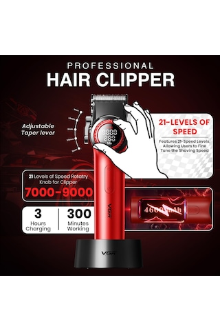Vgr 001 Ve 977 2 Li Set Profesyonel Berber Makinası, Kablosuz Kuaför Sıfır T Ağız Makina Seti, Led Ekranlı Dlc Kaplama Bıçaklı 100 Dk