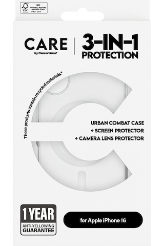 Care By Panzerglass Flagship Apple Uyumlu iPhone 16 3'lü Çerçeve Aparatlı Çerçeve Aparatlı Telefon Koruma Seti