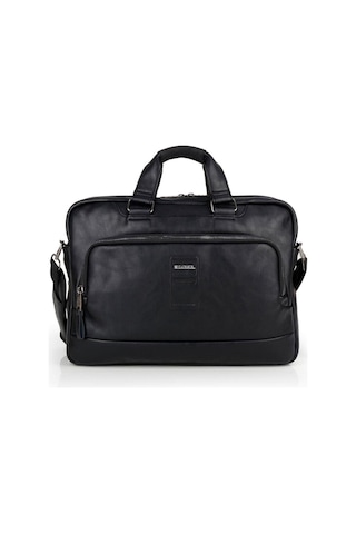 Tab Suni Deri Dizüstü Bilgisayar Çantası İki Bölmeli 15,6''-126347 Siyah