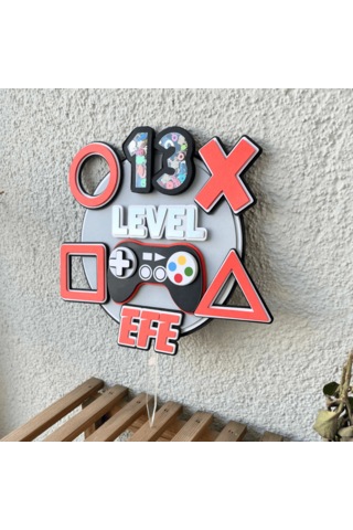 Video Game Erkek Çocuk Doğum Günü İsme Özel 3d Pasta Parti Süsü Cake Topper Çocuk