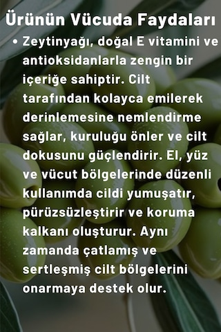 Naturix Zeytinyağlı Nemlendirici Krem 250 Ml El, Yüz & Vücut Losyonu Hassas Ciltler Için Besleyici